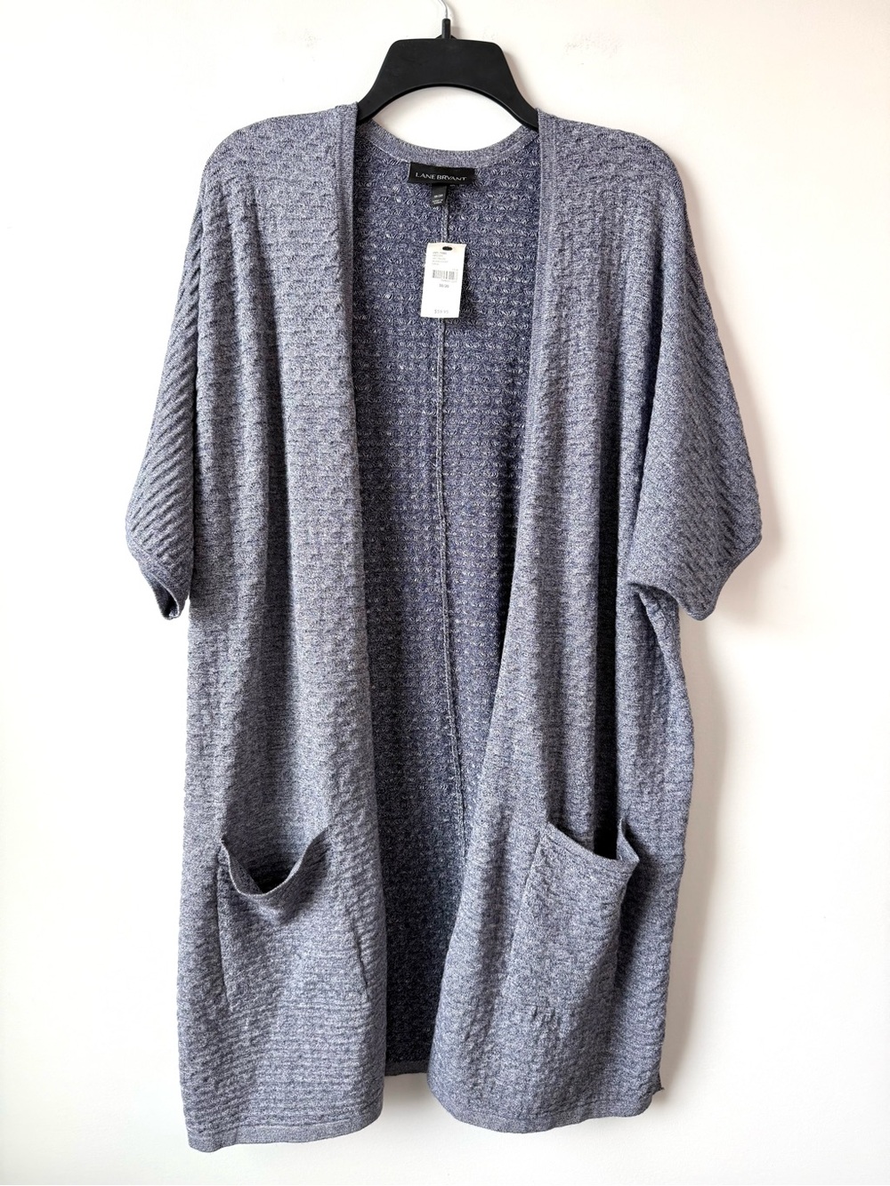 Lane Bryant Textured Short Sleeve Open Front Cardigan Navy Blue 18/20 Plus Size